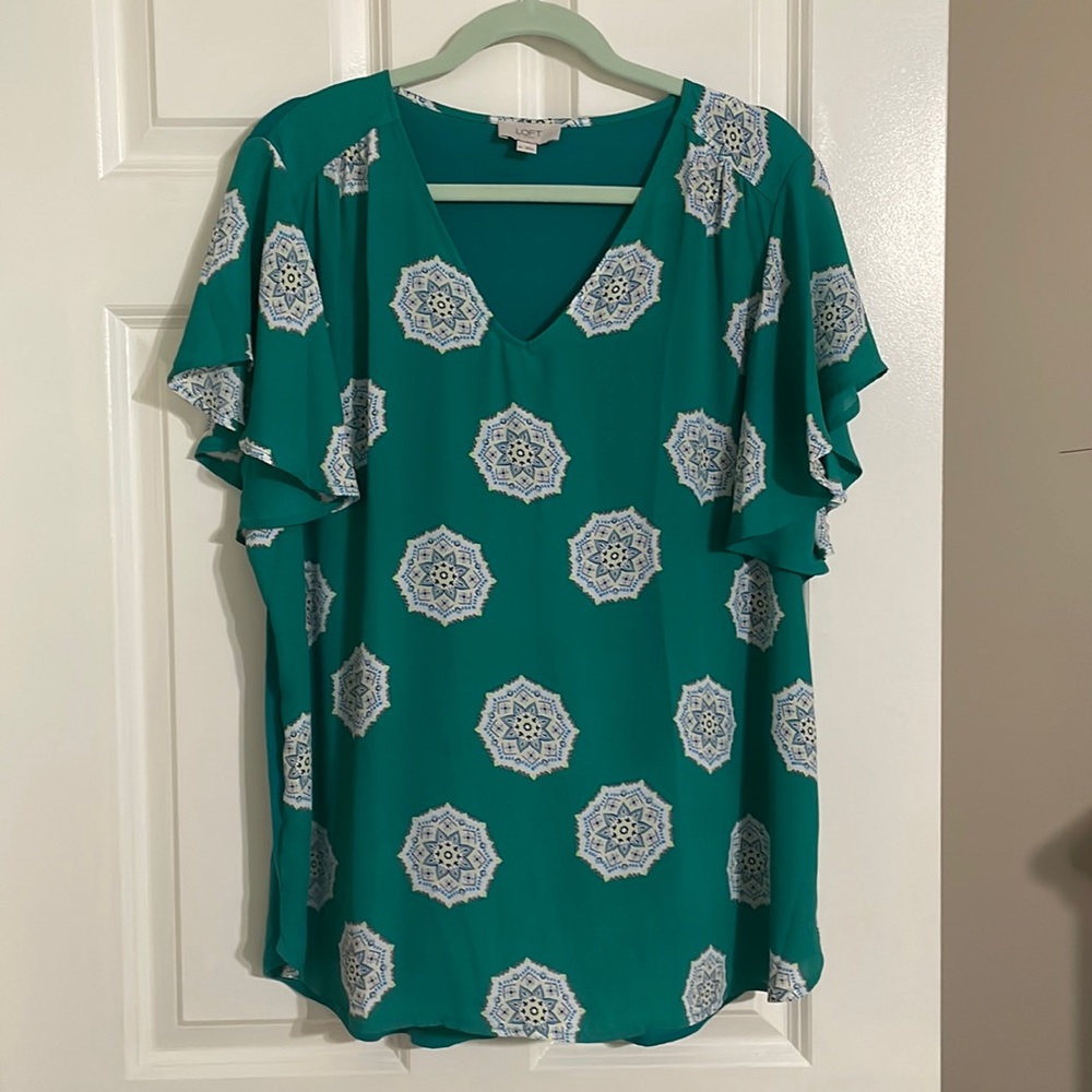 Loft Mixed Fabric Blouse Size XL